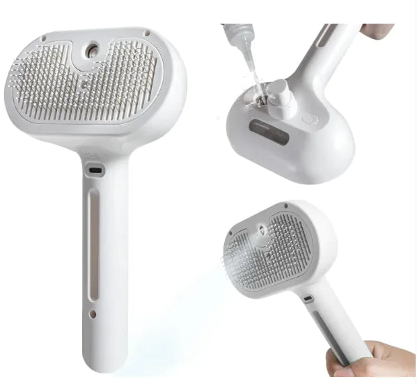 3-1 Cat Steam Brush for Shedding Steamy Grooming Brush for Long & Short Hair Cats & Dogs Self-Cleaning Pet Hair Removal Comb with Water Tank Dog Brush